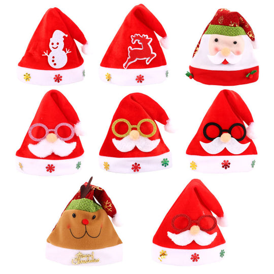 A Christmas Decoration Gift Red Velvet Santa Hat with EVA Glasses