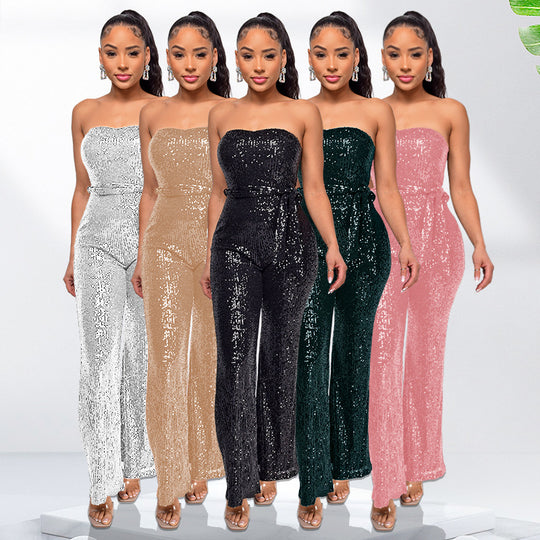 Fashionable No-Sleeve Bodysuit with Rhinestones and Tassels, EBAY Backless Design