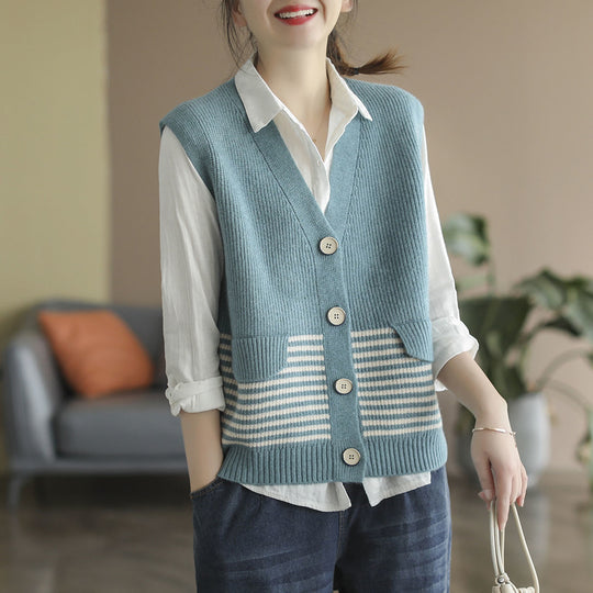 Women's Open Front Knit Cardigan with Chinese Style Retro Elements