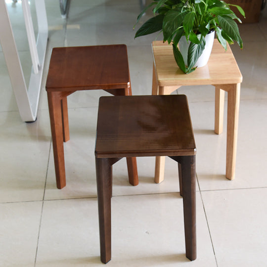 Modern Real Wood Dining Stool with Multi-Function, Simple and Small Square Board Stool for Kids, Adults and Elderly
