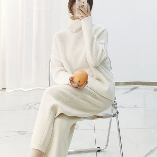 New Style Pure Cashmere High Collar Loose Knitted Sweater for Women